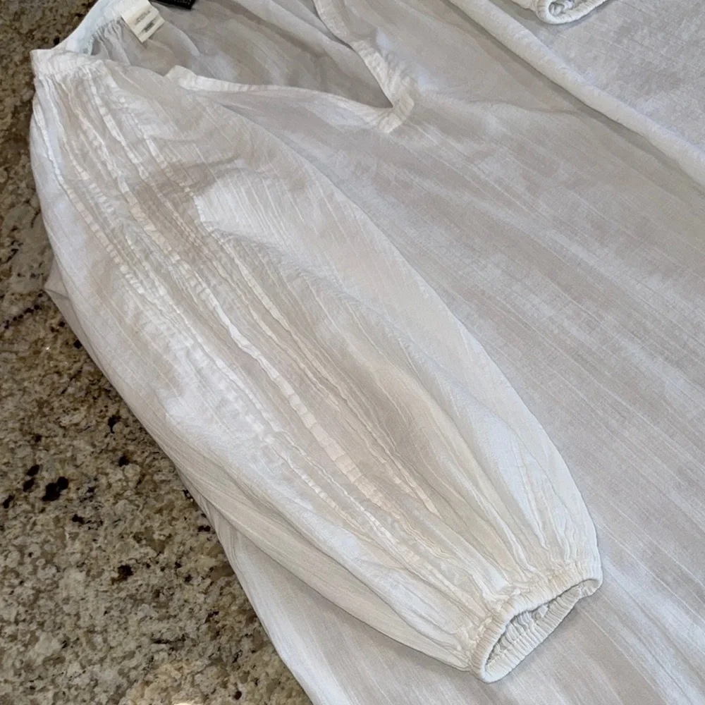 Ralph Lauren White Cotton Peasant Tunic Blouse Cover Up Size Large - Picture 4 of 12